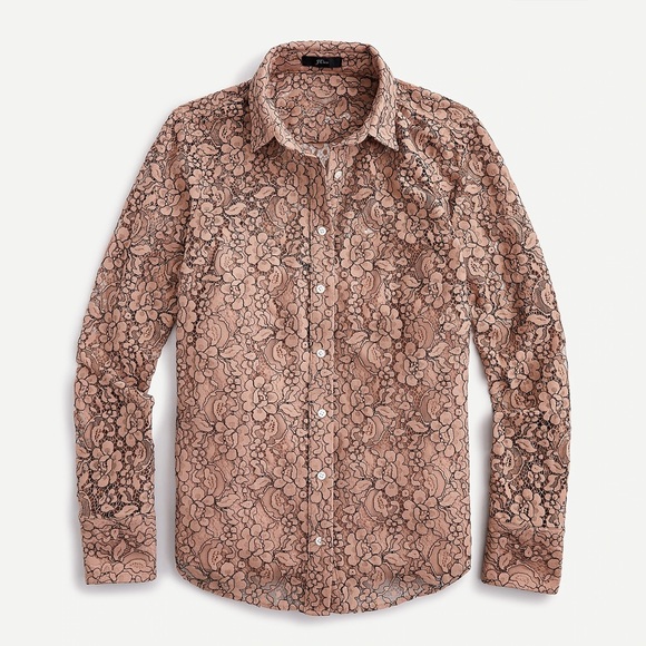 J.CREW Classic-fit lace button-up top sz 8 - Picture 2 of 3
